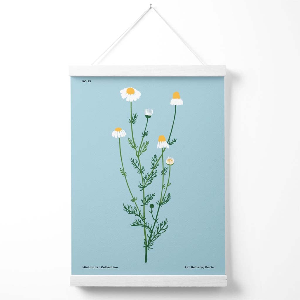 Minimalistische Poster Kunst Aan De Muur Met Blauwe Madeliefjes 2