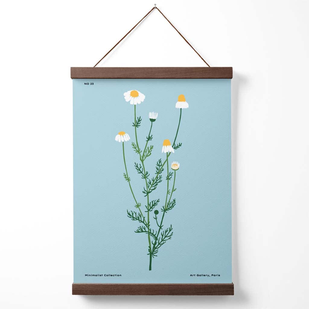 Minimalistische Poster Kunst Aan De Muur Met Blauwe Madeliefjes 4