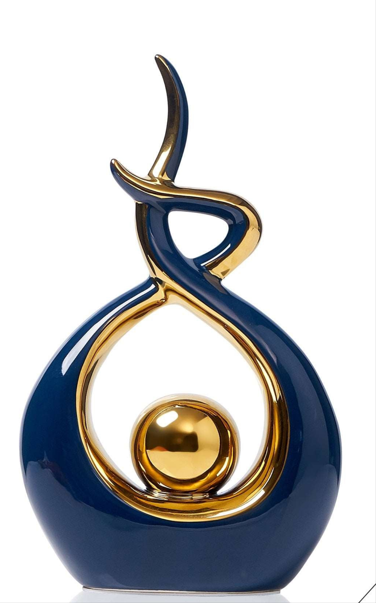 Moderne Abstracte Keramische Sculptuur met Gouden Accenten 8