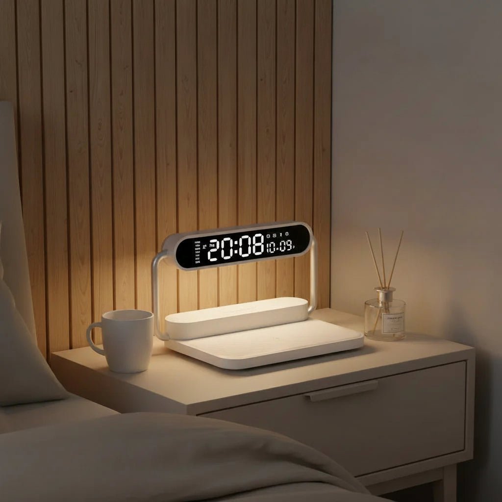 Moderne Digitale Wekker met Draadloze Oplaadfunctie en Nachtlampje 1