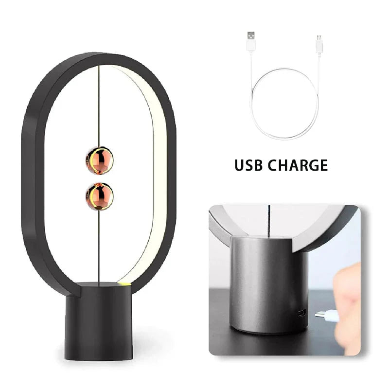 Moderne Mini Balans Nachtlamp met Magnetische Houten Ballen 7