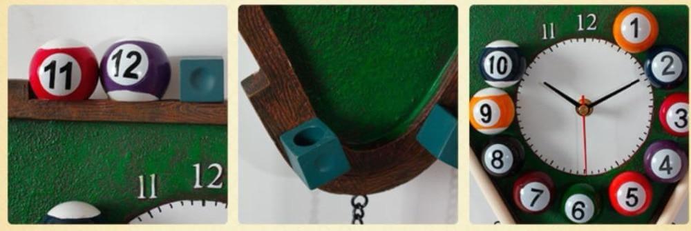 Moderne Wandklok Met 3D Poolballen Ontwerp Voor Biljartliefhebbers 5
