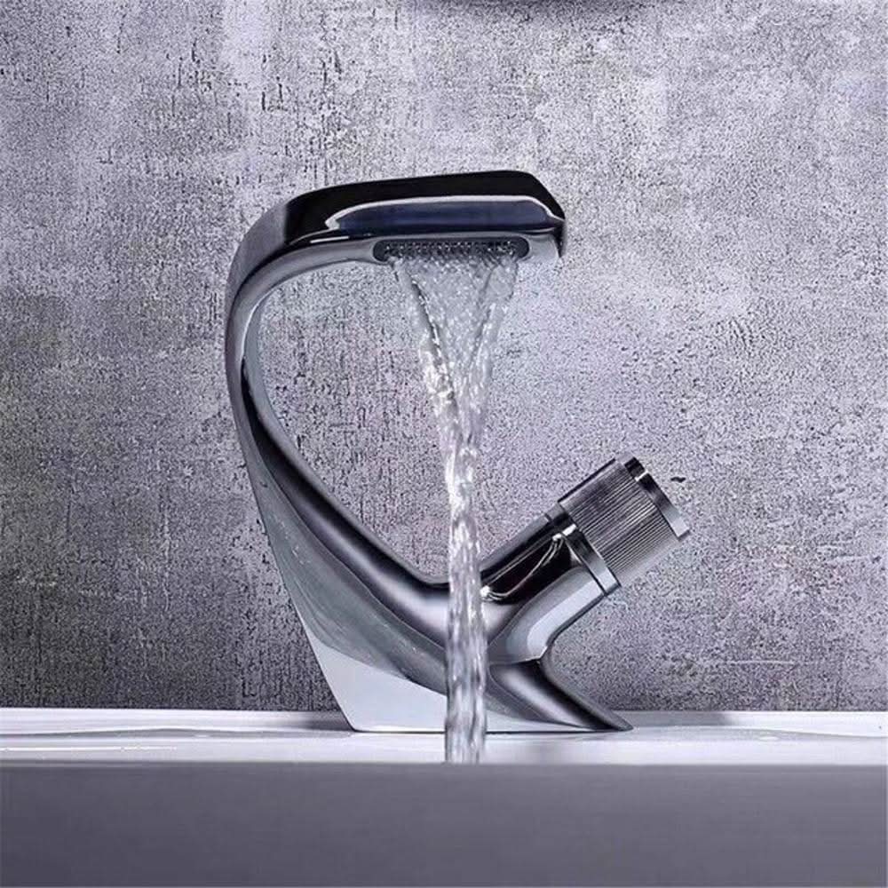 Moderne Wastafelkraan Watervalstijl Eengreeps Bedieningsmechanisme 4