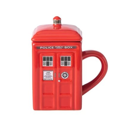 Mok met Politiebox Ontwerp en Lepel voor Koffie en Thee 6
