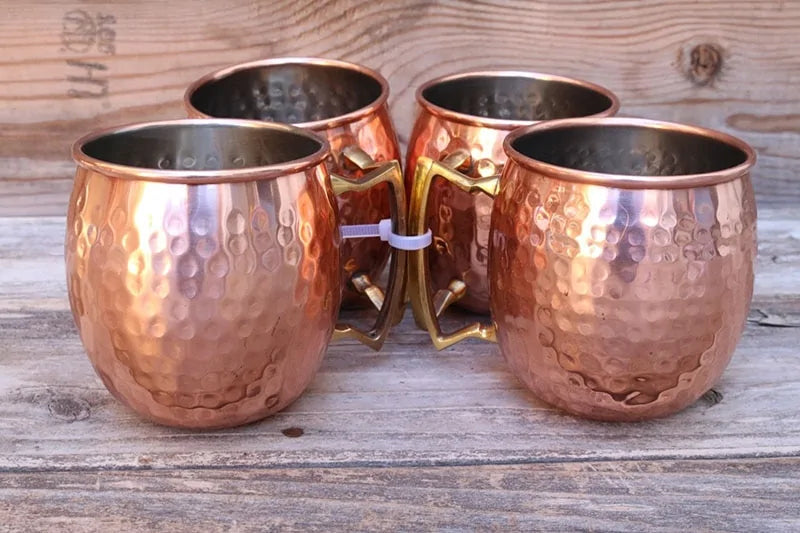 Mokken Set Voor Koude Dranken Gehamerd - Set Van 4 Mokken 1
