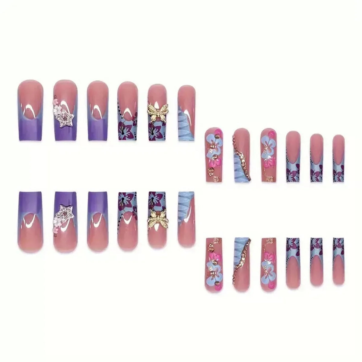 Nagelverlengingen Dames Bloemenmotief Artistiek Design 1