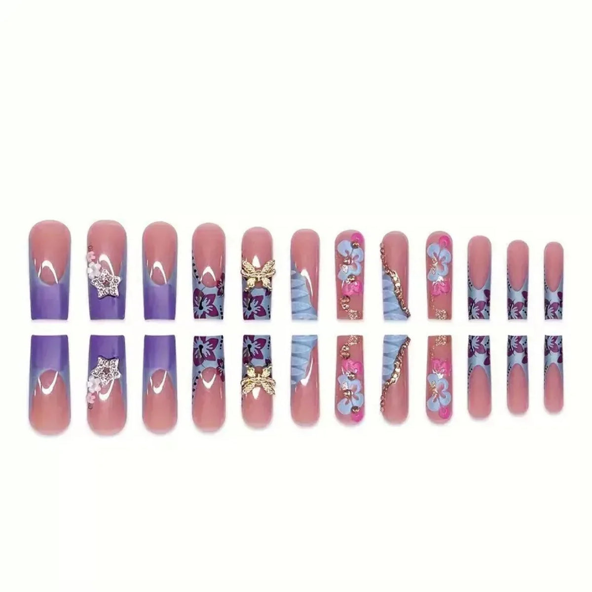 Nagelverlengingen Dames Bloemenmotief Artistiek Design 2
