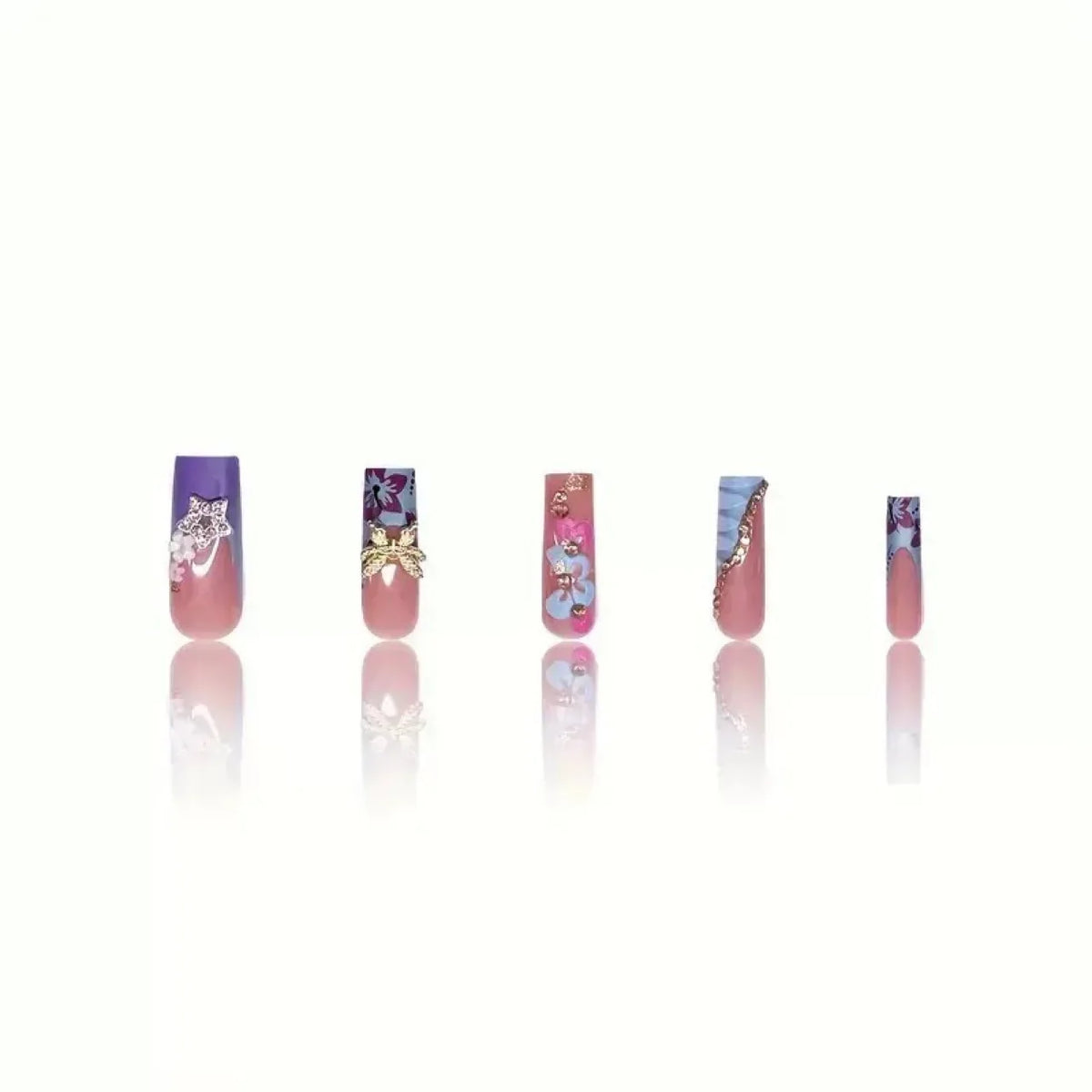 Nagelverlengingen Dames Bloemenmotief Artistiek Design 3