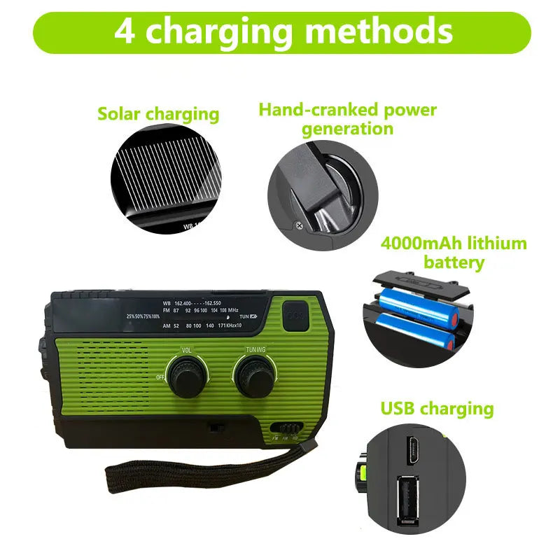 Noodradio Zonne-energie met Oplaadbare Batterij 8