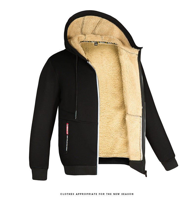 Heren Hoodie Zipper van Lamswol met Capuchon voor Casual en Sportieve Gelegenheden
