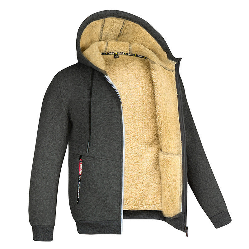 Heren Hoodie Zipper van Lamswol met Capuchon voor Casual en Sportieve Gelegenheden