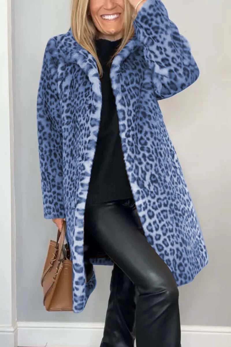 Dames Oversized Faux Fur Jas met Luipaardprint