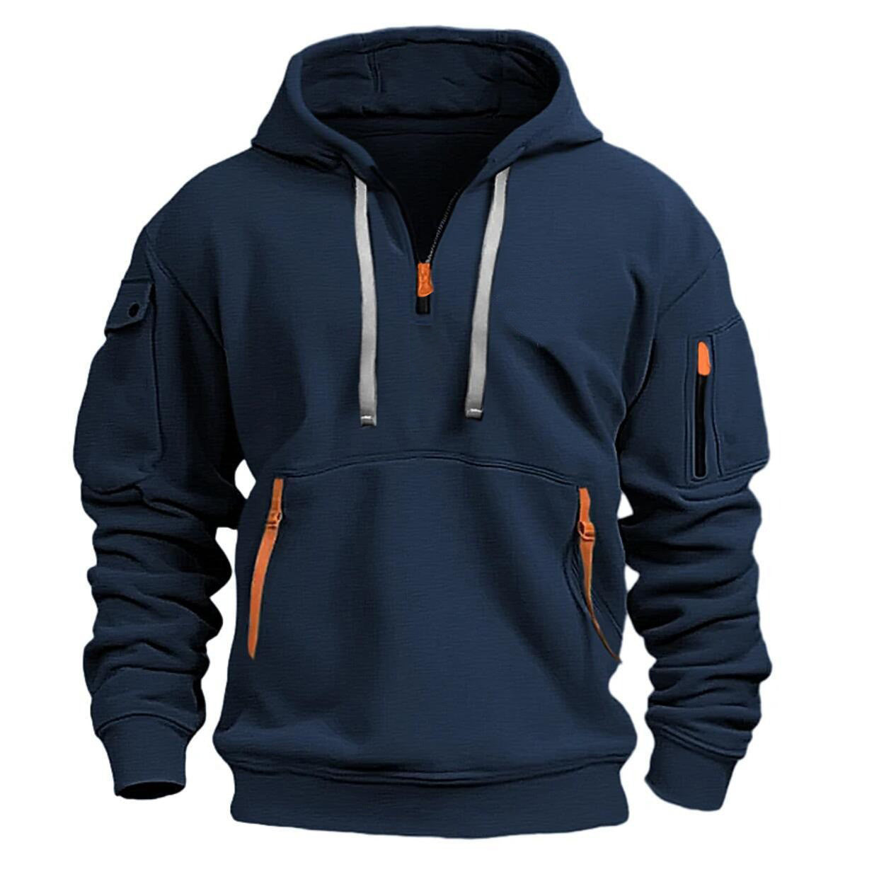 Heren Hoodie Half Zip met Utility Details
