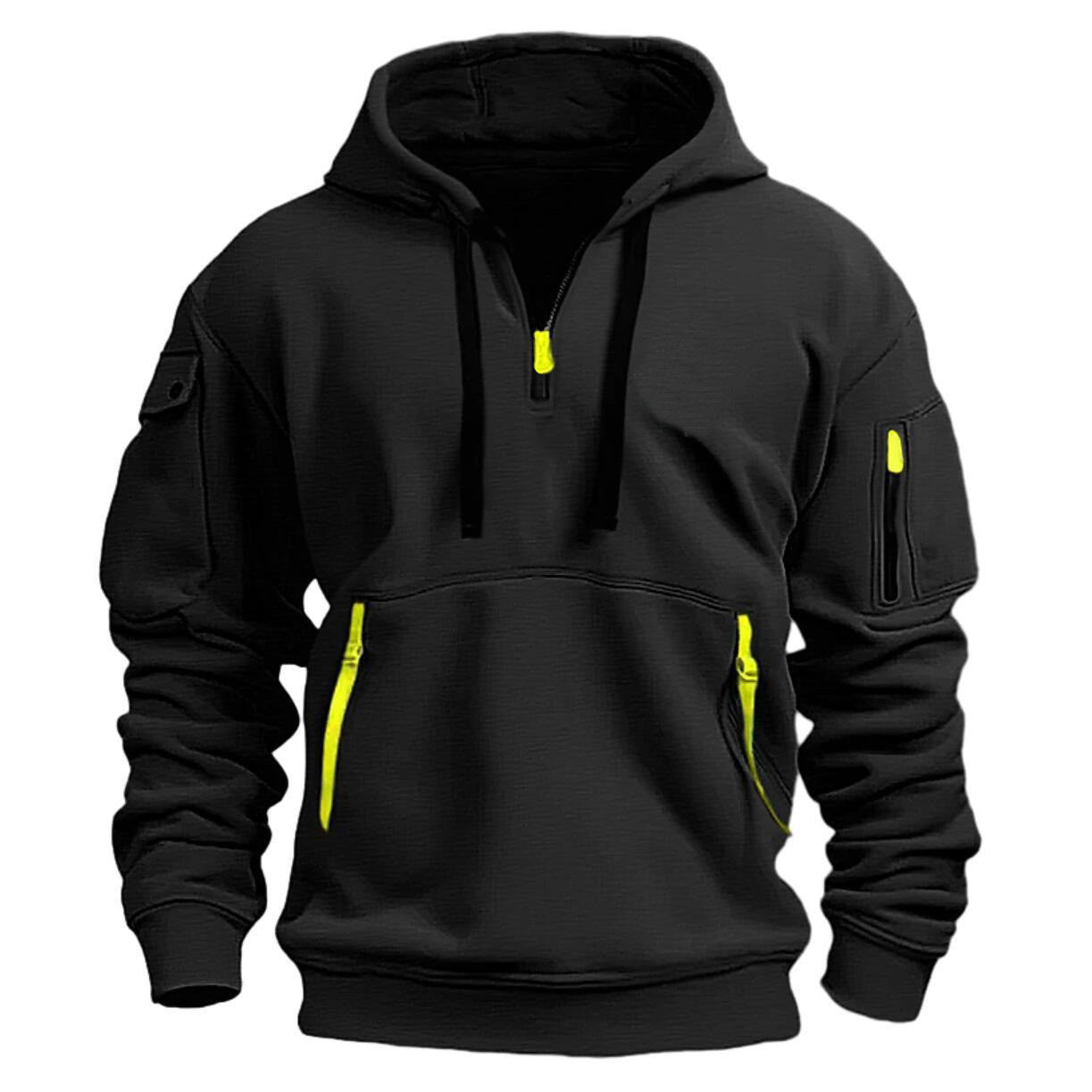 Heren Hoodie Half Zip met Utility Details