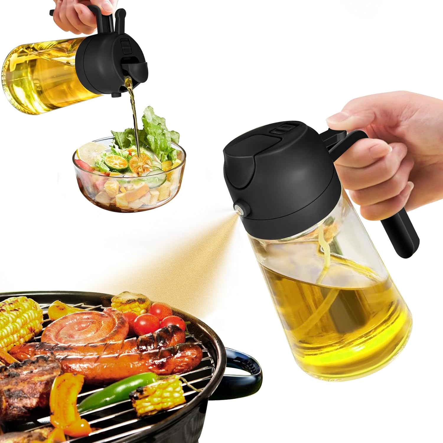 Olijfolie Spray Dispenser 2-in-1 voor Koken en Grillen 0