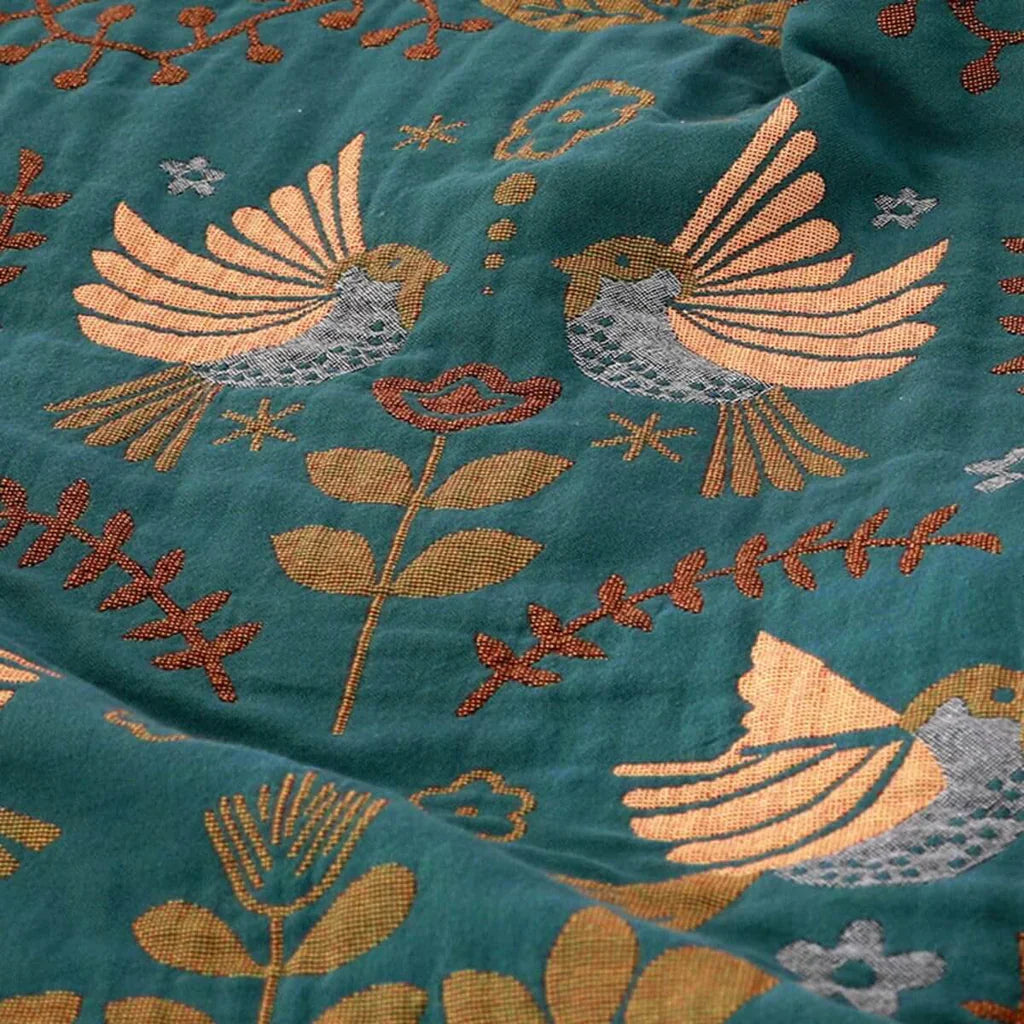 Omkeerbare Deken met Vogels en Bloemen voor Thuis Decoratie 1