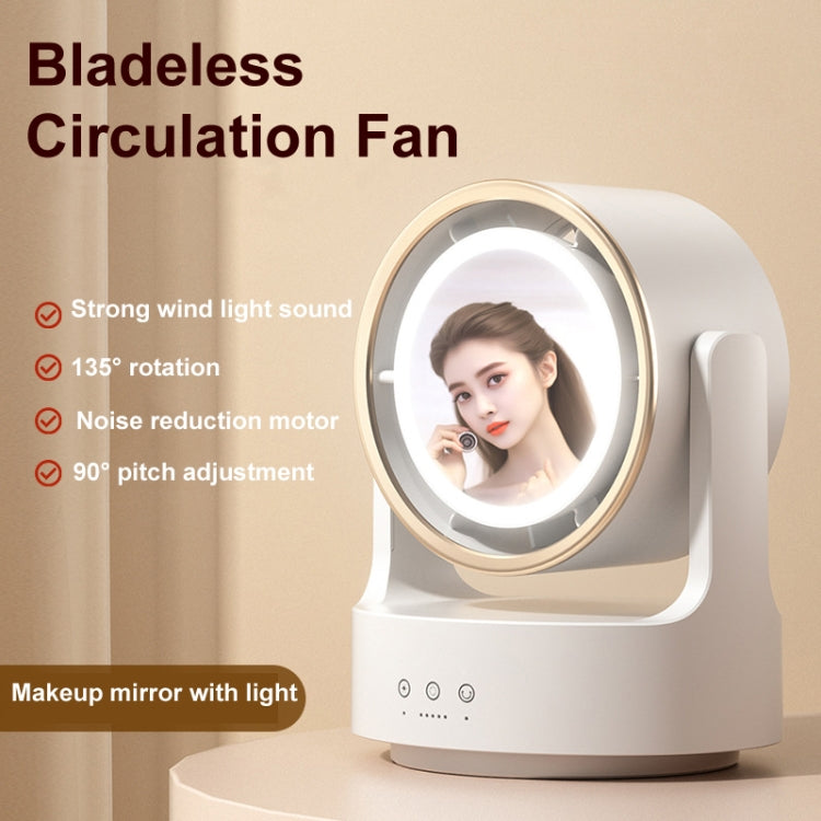 Oplaadbare Desktopventilator met LED en Cosmetische Spiegel 2