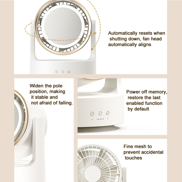 Oplaadbare Desktopventilator met LED en Cosmetische Spiegel 7