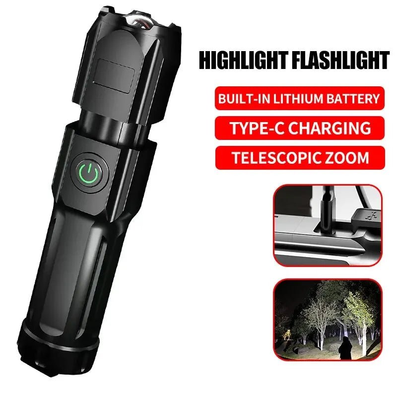 Oplaadbare LED Zaklamp met Telescopische Zoom en Waterbestendig Ontwerp 4