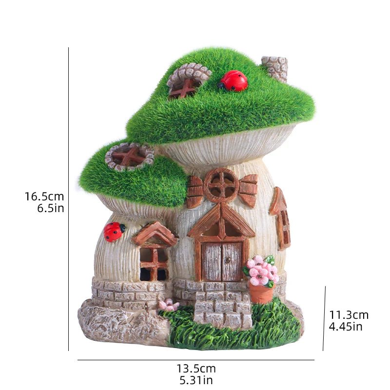 Paddenstoelhuis Sculptuur voor Tuindecoratie met Solar-Verlichting 6