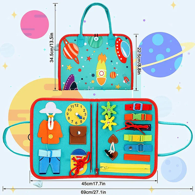 Peuterboek Kleuren en Vormen Avontuur Draagbaar Montessori Sensorisch Bord 1