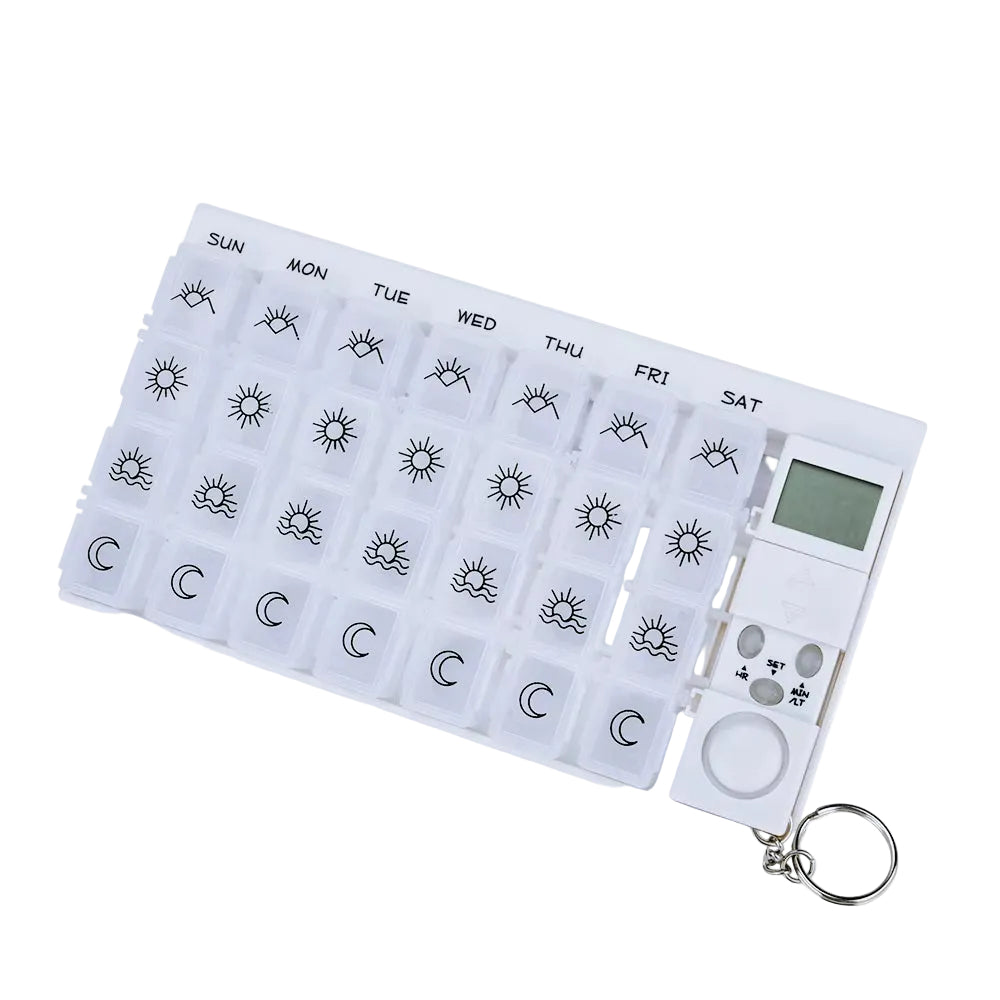 Pillendispenser met Alarm en 28 Vakjes 0