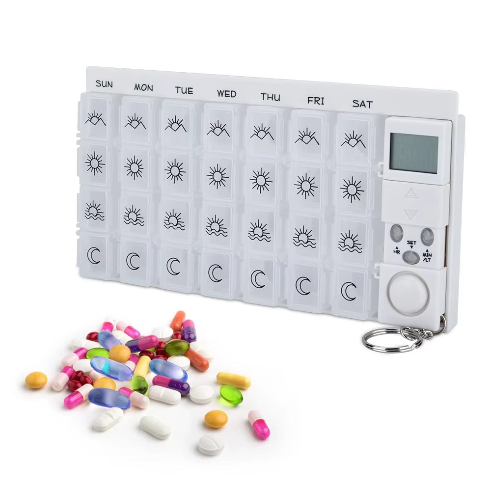 Pillendispenser met Alarm en 28 Vakjes 1