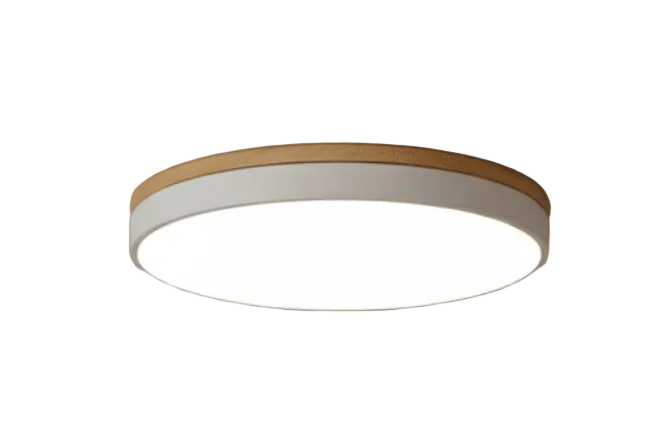 Plafondlamp met Natuurlijke Houtnerf en Groen Accent 0