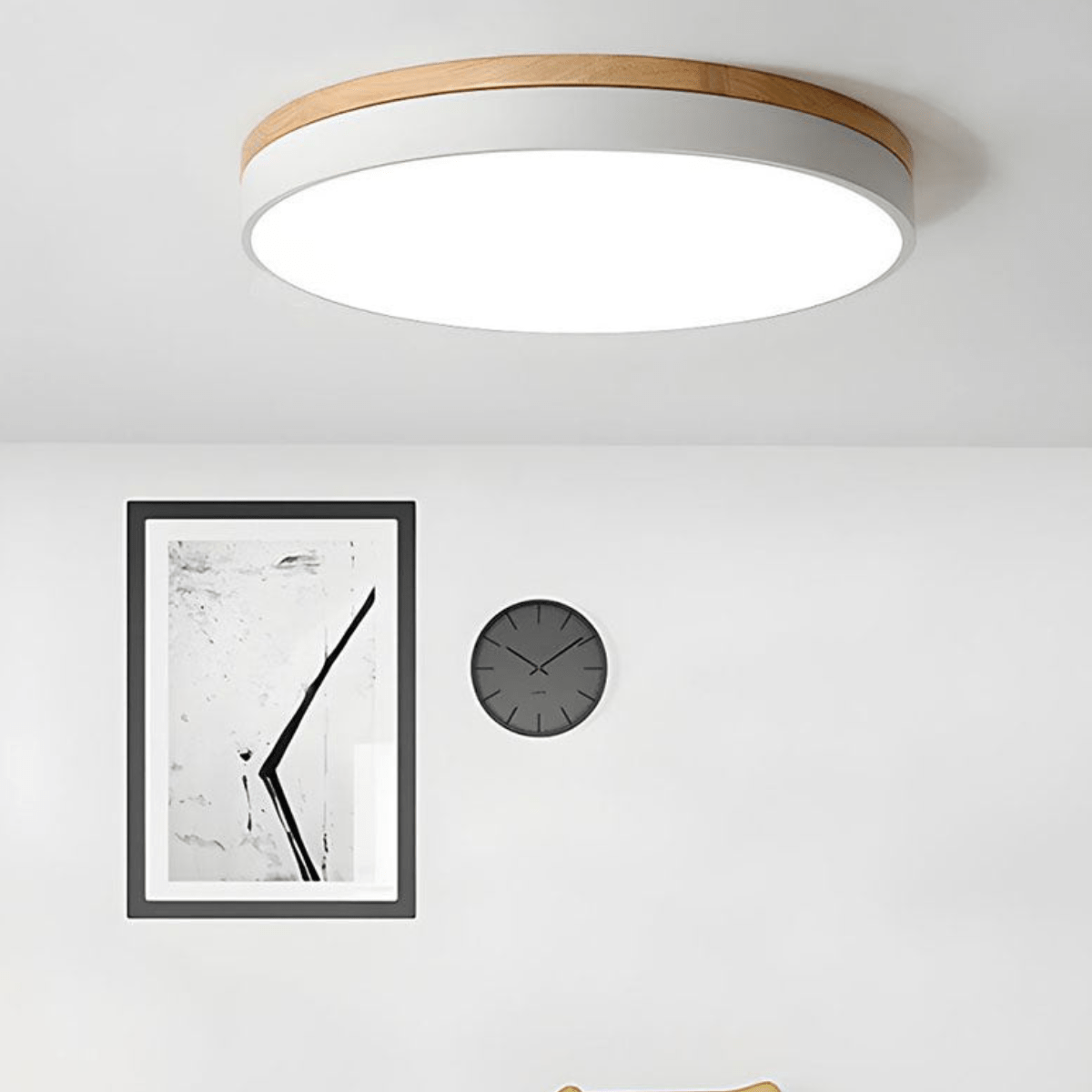 Plafondlamp met Natuurlijke Houtnerf en Groen Accent 6
