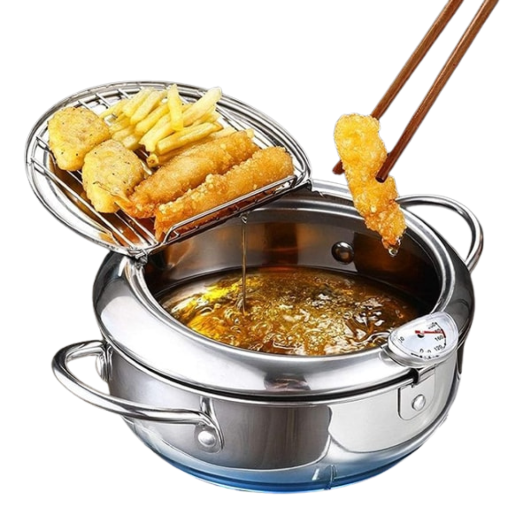 Professionele Friteuse met Deksel en Zeef voor Krokant Koken