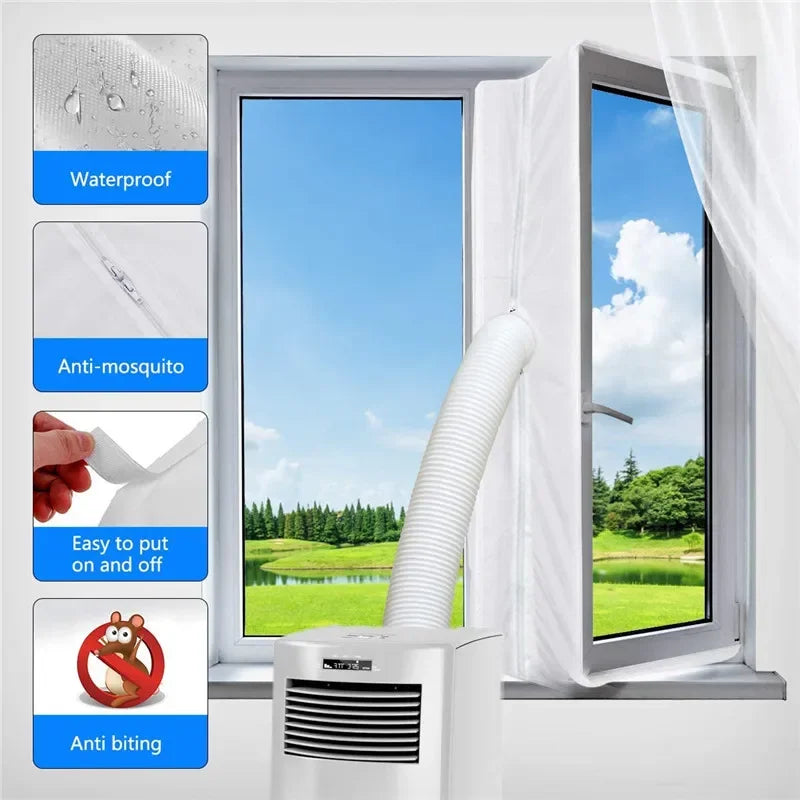Raamafdichting voor Mobiele Airco met Ritssluiting en Flexibele Stof 1