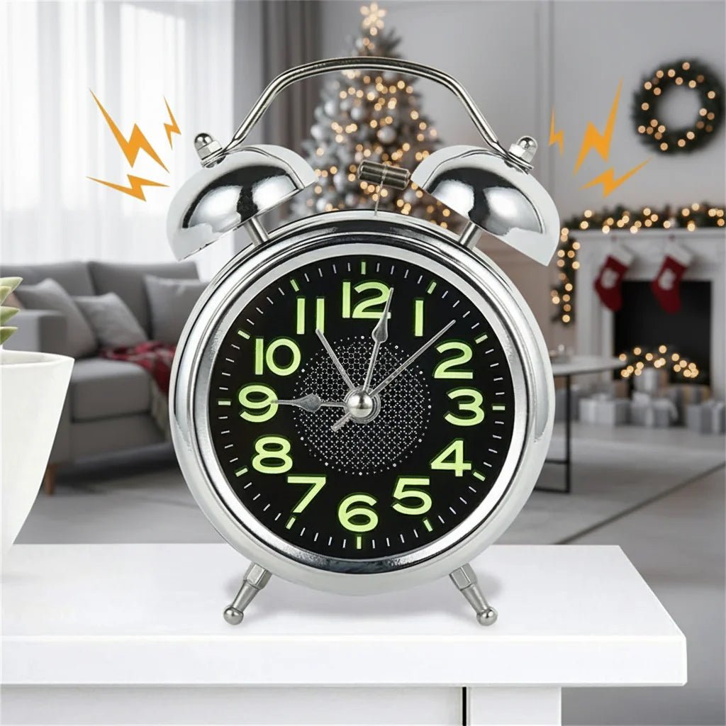 Retro Wekker voor Zware Slapers met Dubbele Bel en Stil Kwartsuurwerk 0