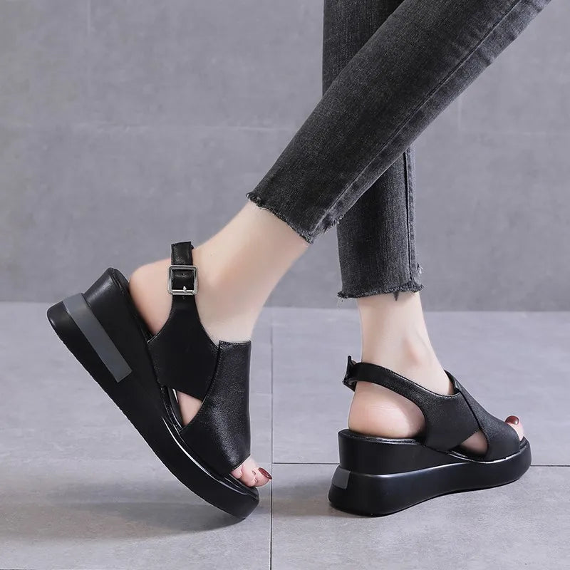Open Teen Plateau Sleehak Sandalen