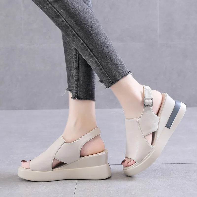 Open Teen Plateau Sleehak Sandalen