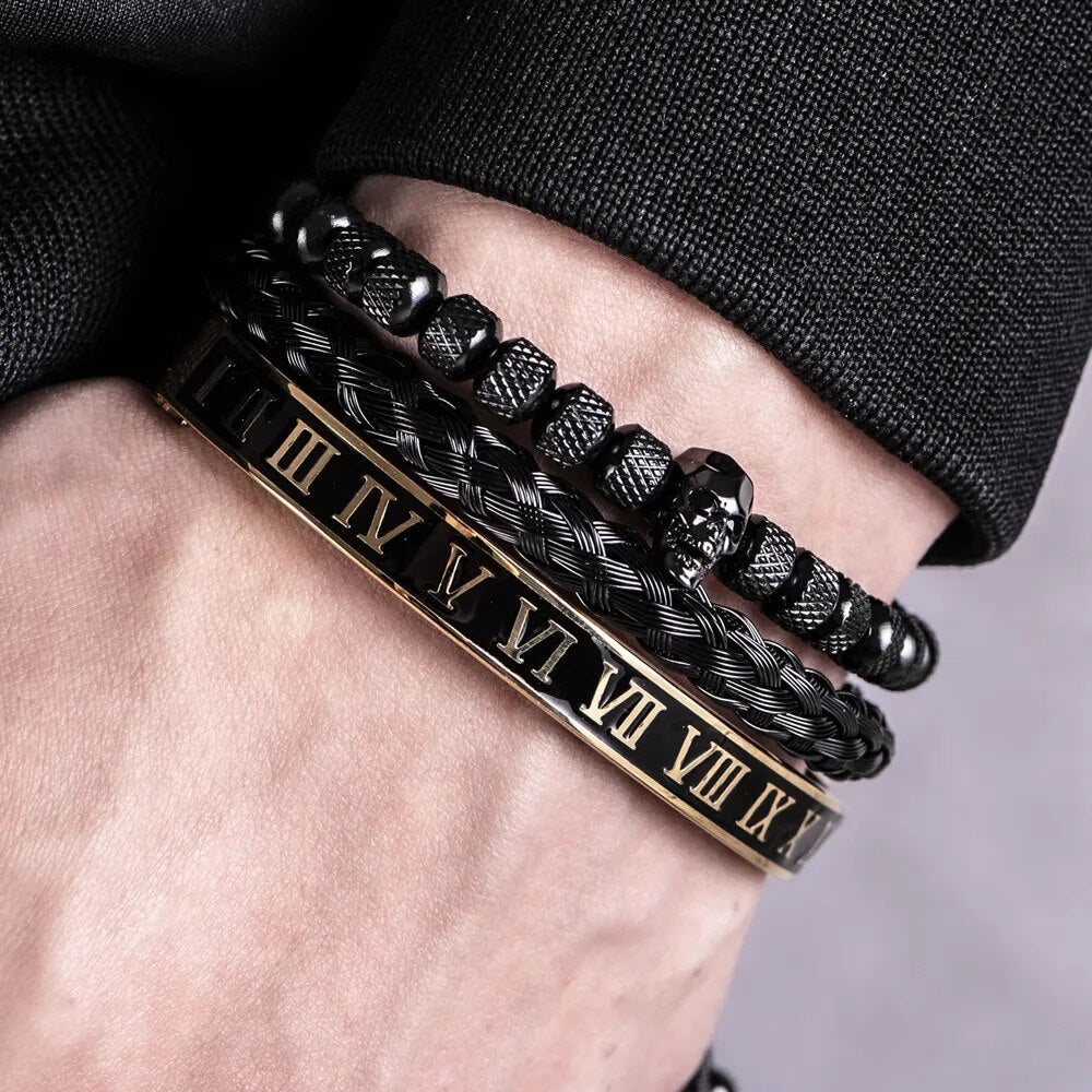 Armbandenset met Romeinse Cijfers voor Heren