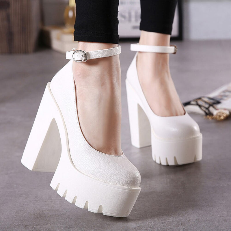 Dames Chunky Hoge Hak Schoenen