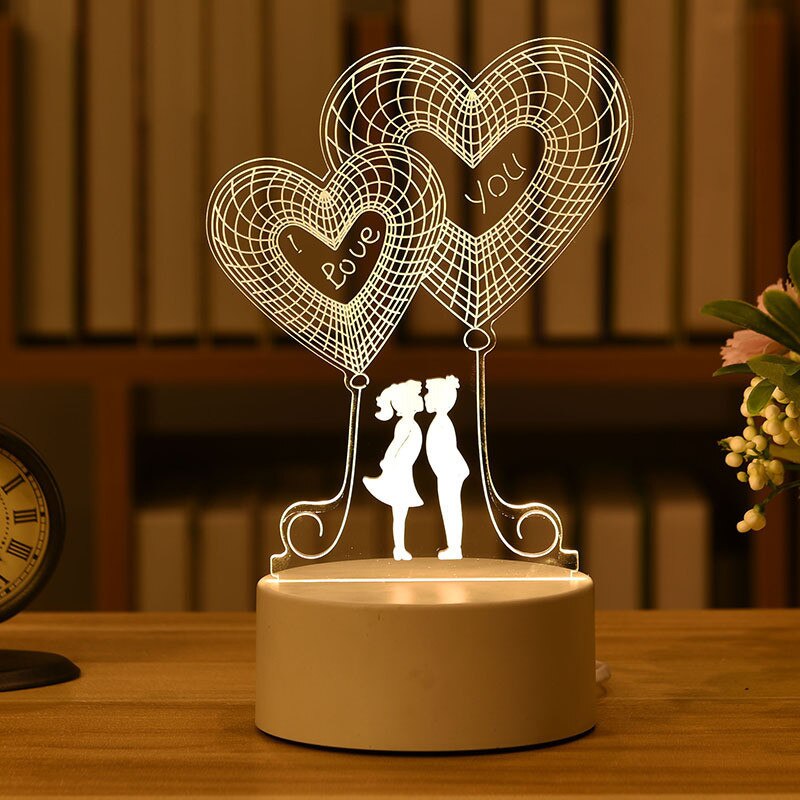 Romantische Liefde Acryl Nachtlampje