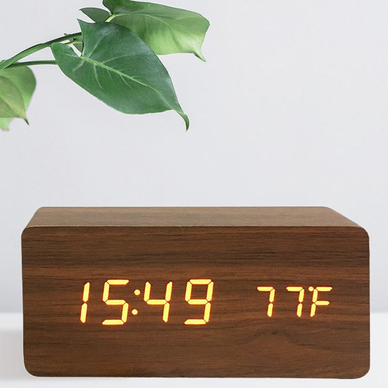 Houten Digitale Bureauklok