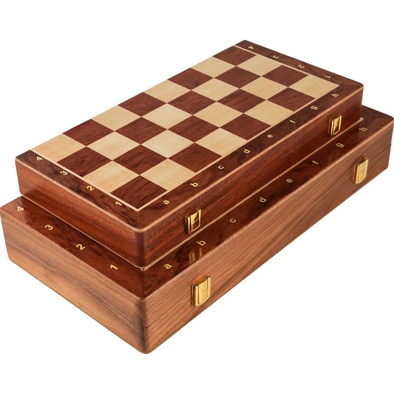 Schaakspel Opvouwbaar Met Houten Bord En Handgemaakte Schaakstukken 6