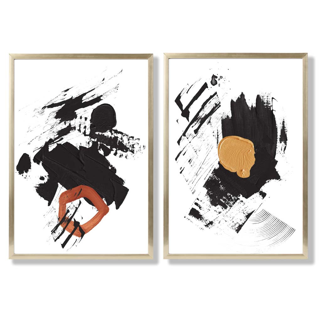 Set van 2 Abstracte Kunstafdrukken met Zwart en Geel 8