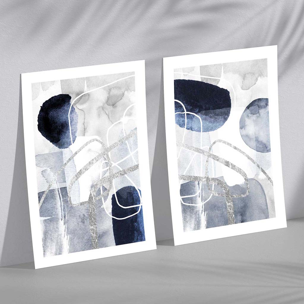 Set van 2 Abstracte Kunstprints voor Wanddecoratie 2
