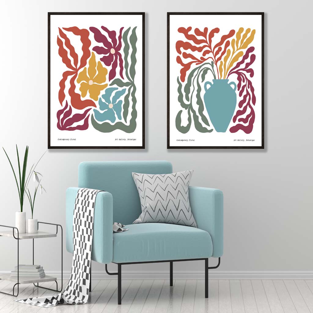 Set van 2 Boho Bloemenprints voor Wanddecoratie 2