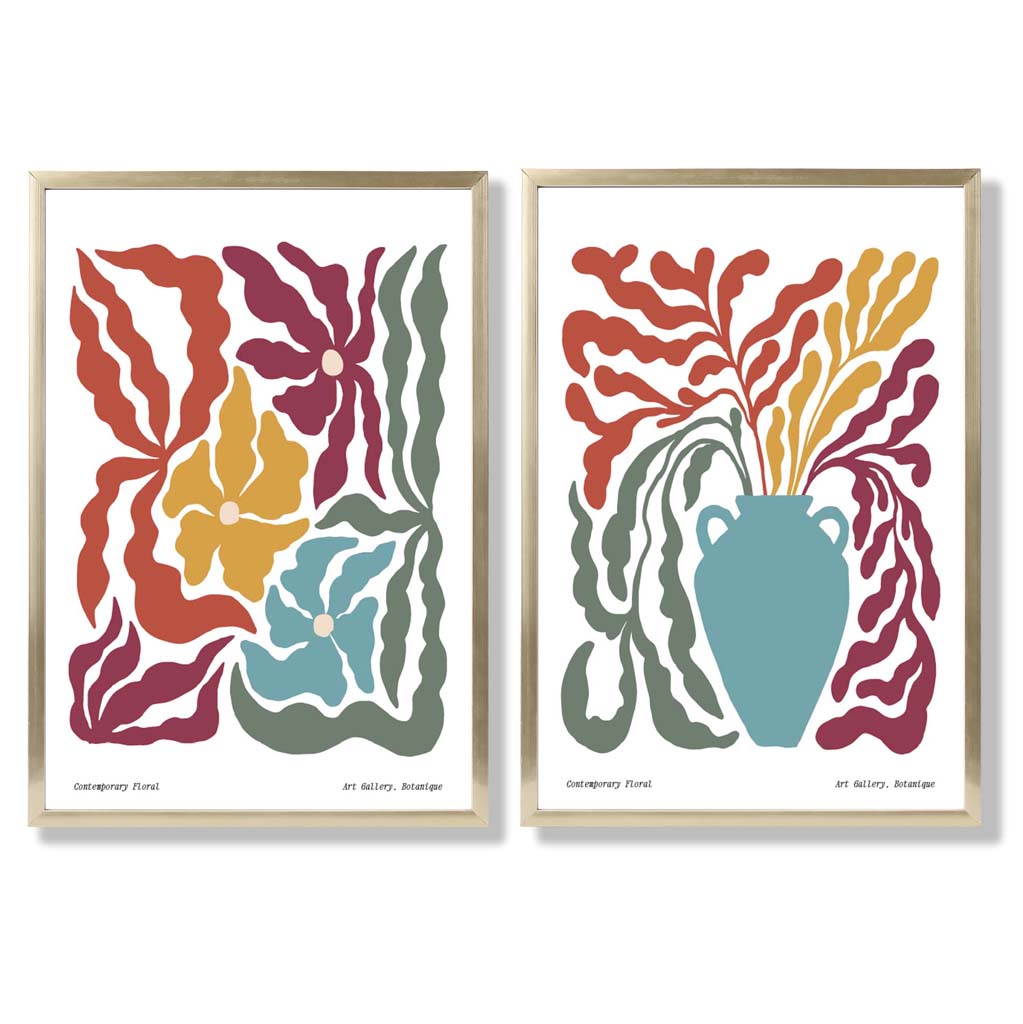 Set van 2 Boho Bloemenprints voor Wanddecoratie 8