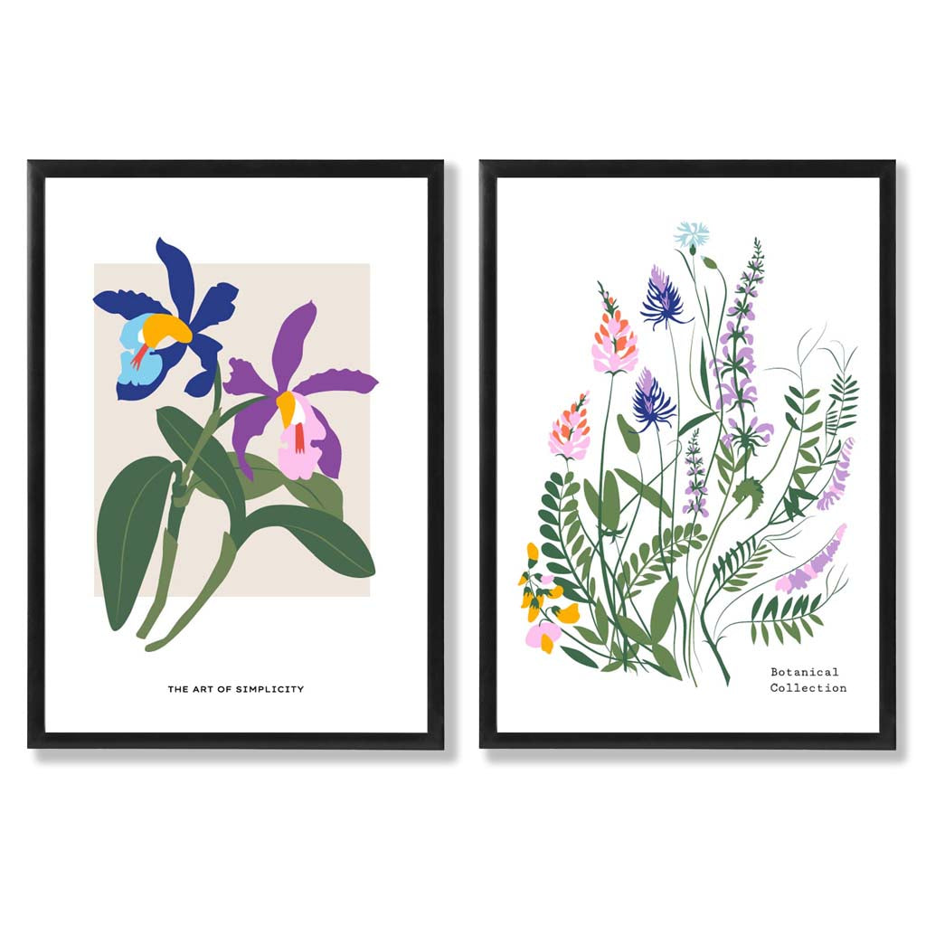 Set van 2 Ingelijste Kunstafdrukken Kleurrijke Lentebloemen voor Interieurdecoratie 0