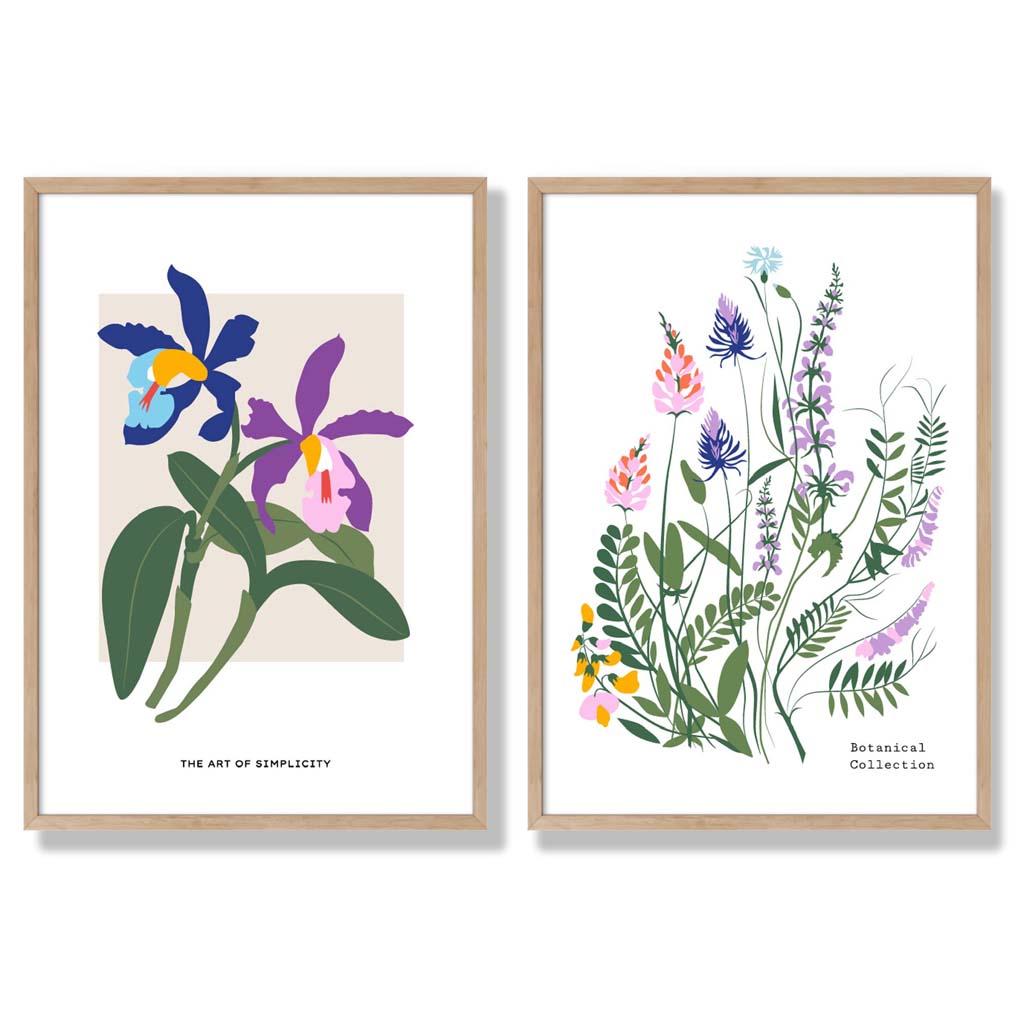Set van 2 Ingelijste Kunstafdrukken Kleurrijke Lentebloemen voor Interieurdecoratie 6