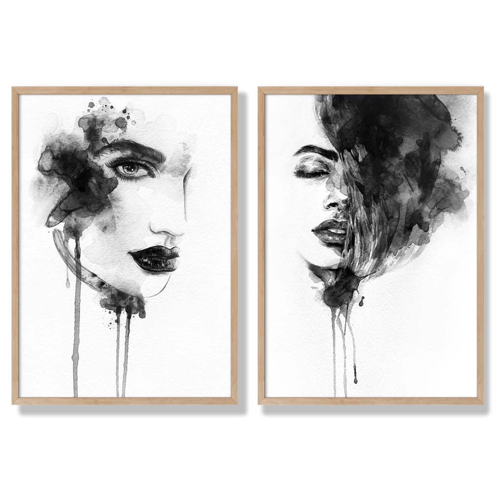 Set van 2 Ingelijste Kunstafdrukken Zwart-Wit voor Modefans 6