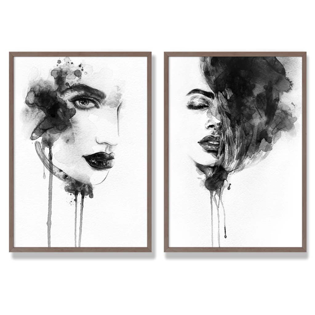 Set van 2 Ingelijste Kunstafdrukken Zwart-Wit voor Modefans 7