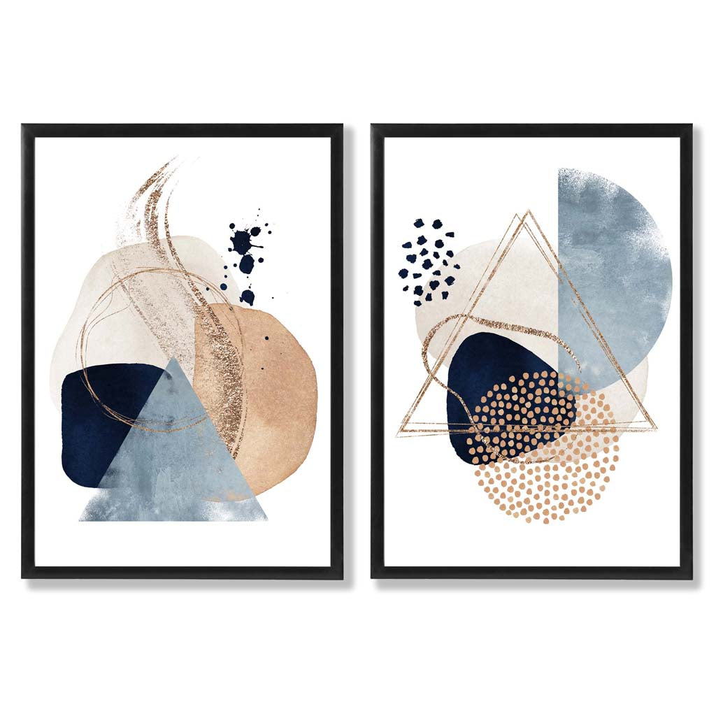 Set van 2 Kunstafdrukken Aquarelvormen voor Creatieve Ruimtes 0