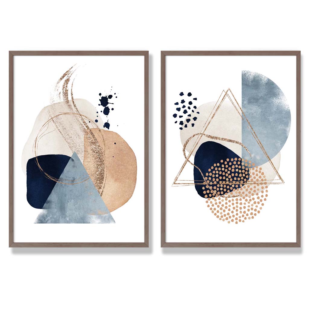 Set van 2 Kunstafdrukken Aquarelvormen voor Creatieve Ruimtes 7
