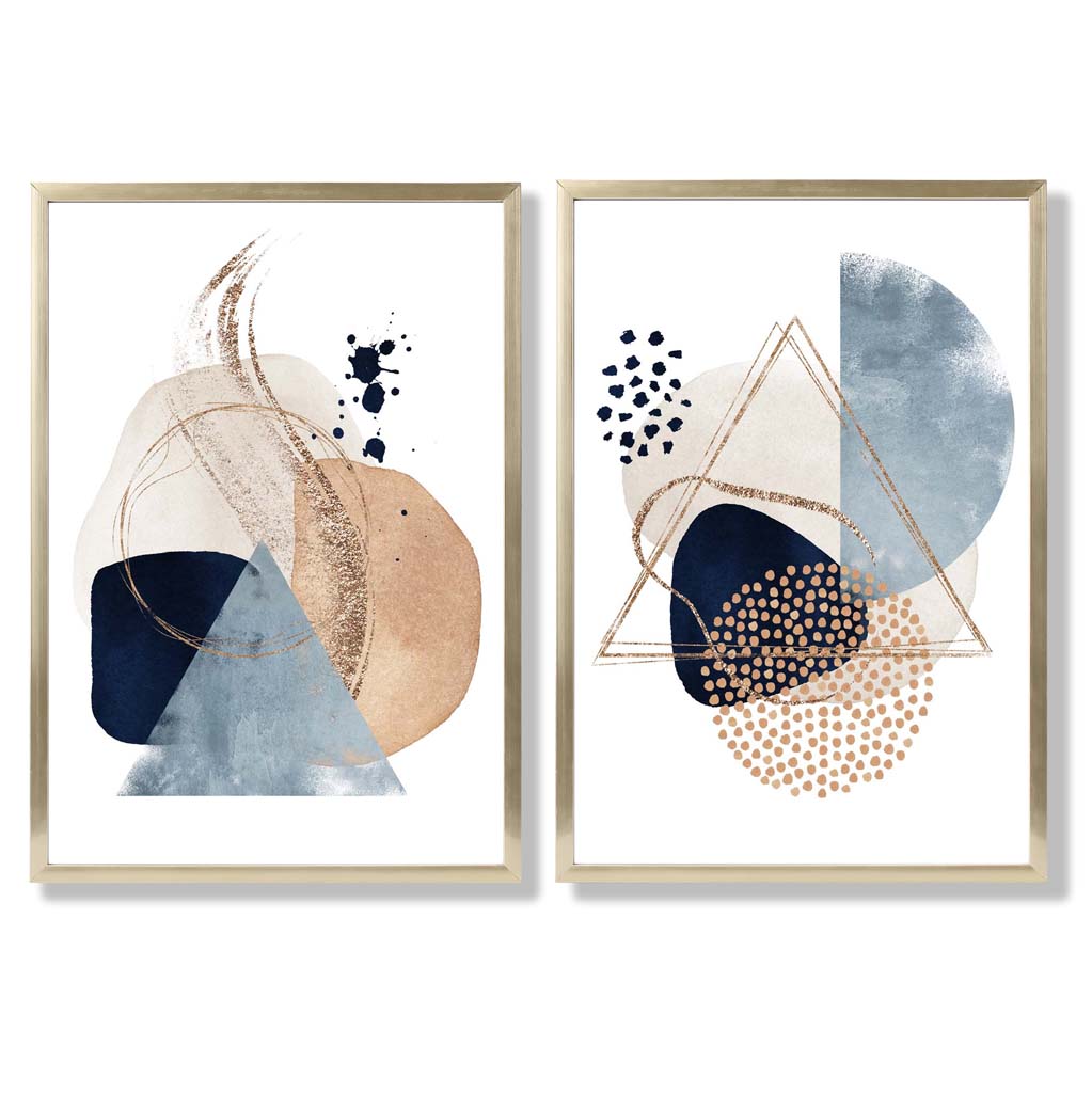 Set van 2 Kunstafdrukken Aquarelvormen voor Creatieve Ruimtes 8